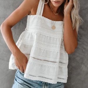 Monterey crochet eyelet tank ivory - M
